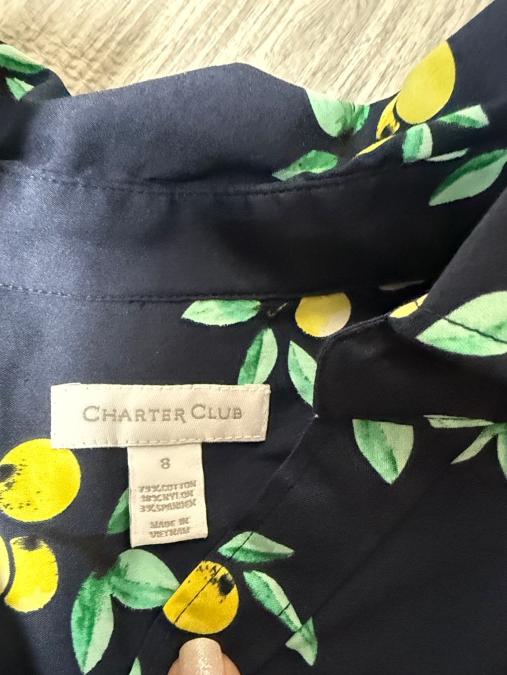 Sleeveless Navy Lemon Print Tie-Waist Dress Size 8 with pockets! - Picture 5 of 5
